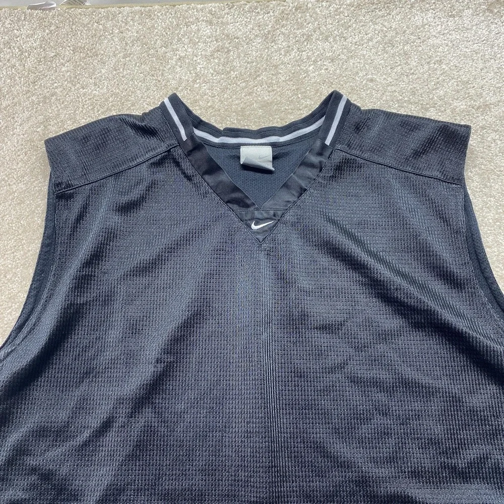 Nike Basketball Jersey Mens XL Black Gray Sleeveless Athletic‎ Mesh Tank Top Y2K